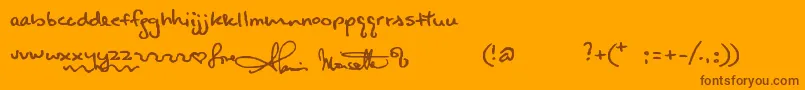 Lisätietoja Alanishand-fontista Alanishand-fontti – ruskeat fontit oranssilla taustalla
