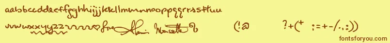 Alanishand-fontti – ruskeat fontit keltaisella taustalla