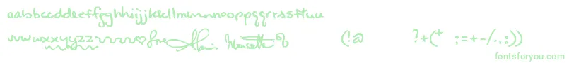 フォントAlanishand – 白い背景に緑のフォント