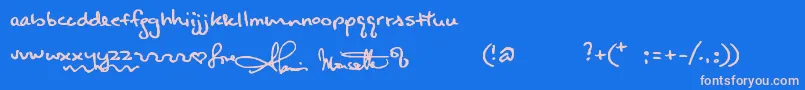 Alanishand Font – Pink Fonts on Blue Background