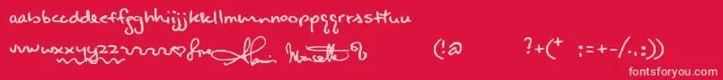 Alanishand Font – Pink Fonts on Red Background