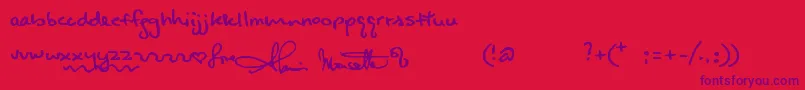 Alanishand Font – Purple Fonts on Red Background