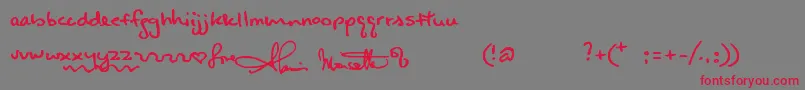 フォントAlanishand – 赤い文字の灰色の背景