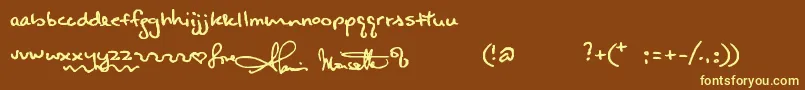 フォントAlanishand – 黄色のフォント、茶色の背景