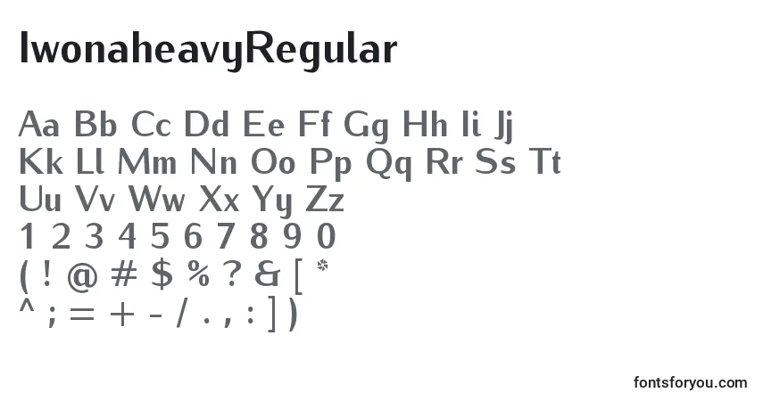 Czcionka IwonaheavyRegular – alfabet, cyfry, specjalne znaki