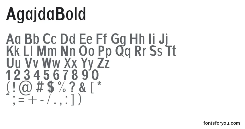 Schriftart AgajdaBold – Alphabet, Zahlen, spezielle Symbole