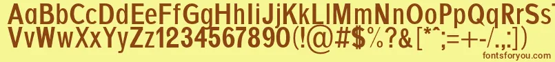 フォントAgajdaBold – 茶色の文字が黄色の背景にあります。