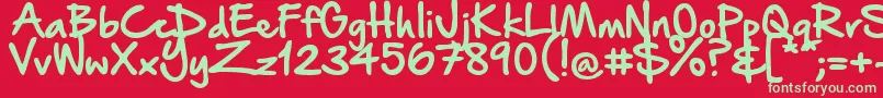 HandOfSeanDemo Font – Green Fonts on Red Background