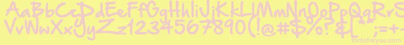 HandOfSeanDemo-Schriftart – Rosa Schriften auf gelbem Hintergrund