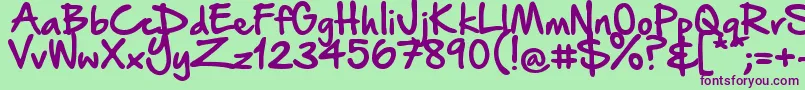 HandOfSeanDemo Font – Purple Fonts on Green Background