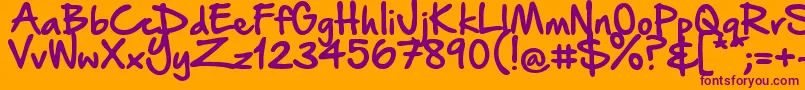 Шрифт HandOfSeanDemo – фиолетовые шрифты на оранжевом фоне