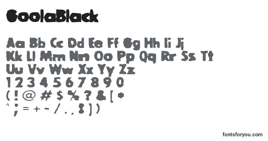 A fonte GoolaBlack – alfabeto, números, caracteres especiais