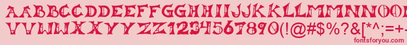 Fonte Lestat – fontes vermelhas em um fundo rosa
