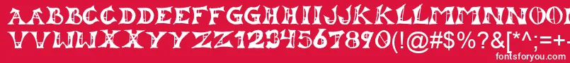 Lestat-Schriftart – Weiße Schriften auf rotem Hintergrund