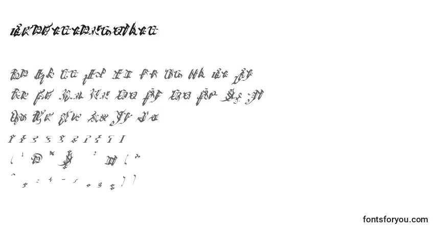 Ivaliciangothic-fontti – aakkoset, numerot, erikoismerkit