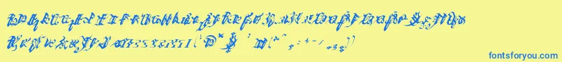 Ivaliciangothic Font – Blue Fonts on Yellow Background