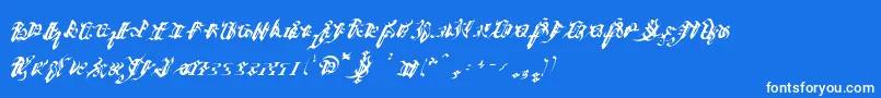 Ivaliciangothic-Schriftart – Weiße Schriften auf blauem Hintergrund