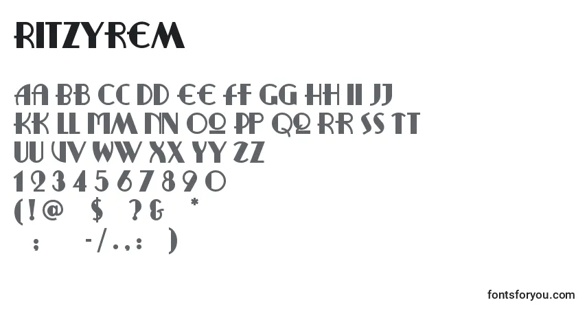 Czcionka Ritzyrem – alfabet, cyfry, specjalne znaki