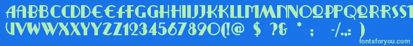 Ritzyrem Font – Green Fonts on Blue Background