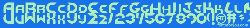 NewdigitalOriginal Font – Green Fonts on Blue Background