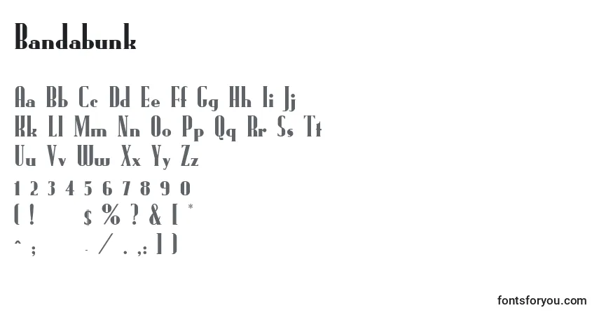Schriftart Bandabunk – Alphabet, Zahlen, spezielle Symbole