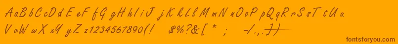 FreestylescriptTNormal-Schriftart – Braune Schriften auf orangefarbenem Hintergrund