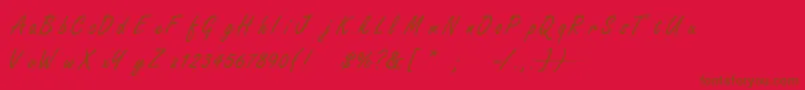FreestylescriptTNormal-Schriftart – Braune Schriften auf rotem Hintergrund