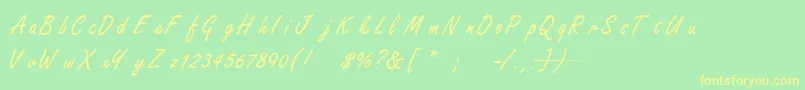 フォントFreestylescriptTNormal – 黄色の文字が緑の背景にあります