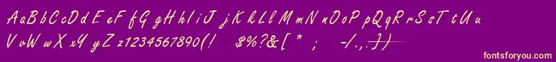 FreestylescriptTNormal-Schriftart – Gelbe Schriften auf violettem Hintergrund
