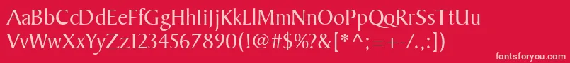 BakerSignetLt-Schriftart – Rosa Schriften auf rotem Hintergrund