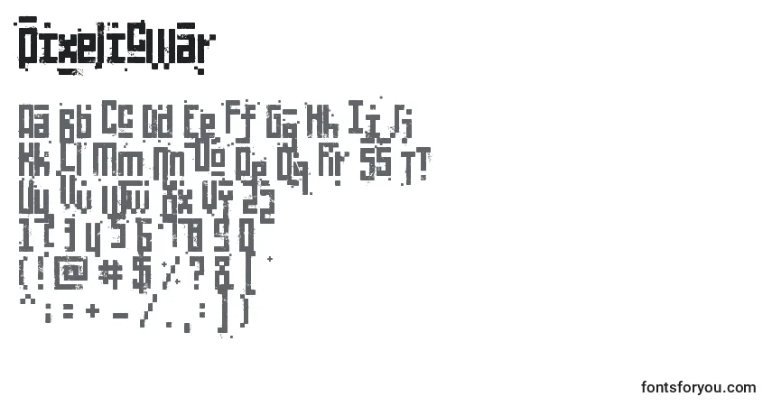 A fonte PixelicWar (98513) – alfabeto, números, caracteres especiais