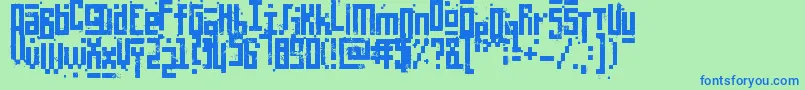 フォントPixelicWar – 青い文字は緑の背景です。