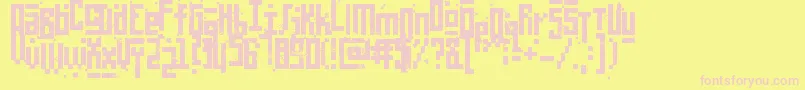 PixelicWar-fontti – vaaleanpunaiset fontit keltaisella taustalla