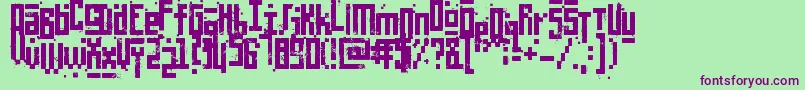 フォントPixelicWar – 緑の背景に紫のフォント