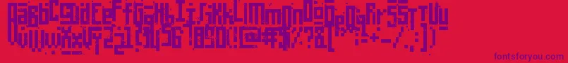 Czcionka PixelicWar – fioletowe czcionki na czerwonym tle