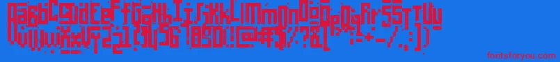 fuente PixelicWar – Fuentes Rojas Sobre Fondo Azul