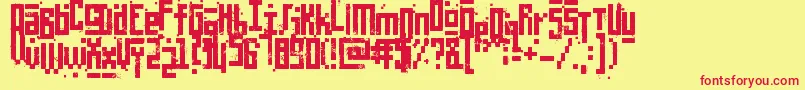 PixelicWar-Schriftart – Rote Schriften auf gelbem Hintergrund