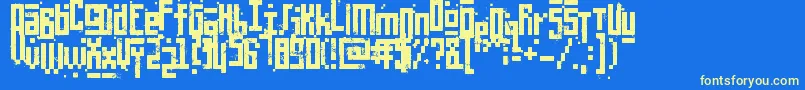 Czcionka PixelicWar – żółte czcionki na niebieskim tle