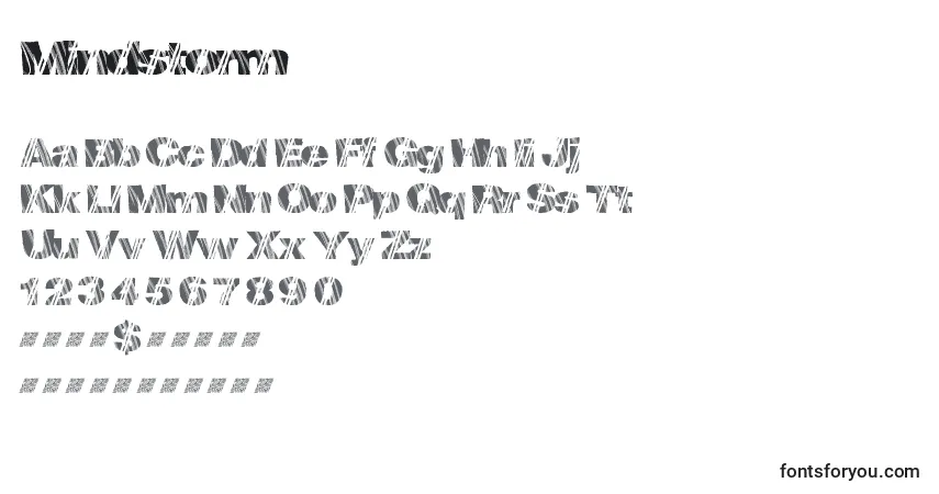 Schriftart Mindstorm – Alphabet, Zahlen, spezielle Symbole