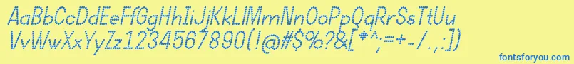 DotcirfulBoldItalic Font – Blue Fonts on Yellow Background
