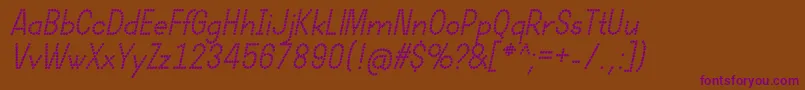 DotcirfulBoldItalic Font – Purple Fonts on Brown Background