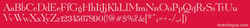 Fonte Quartierbook – fontes rosa em um fundo vermelho