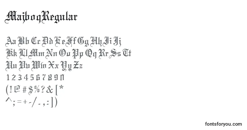 A fonte MajboqRegular – alfabeto, números, caracteres especiais