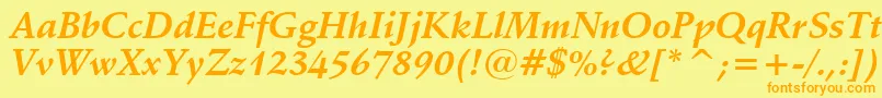 SchneidlerBoldItalicBt Font – Orange Fonts on Yellow Background