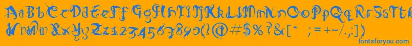 Diabloregular-Schriftart – Blaue Schriften auf orangefarbenem Hintergrund