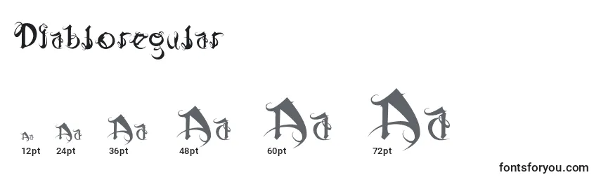 Размеры шрифта Diabloregular