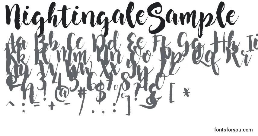 A fonte NightingaleSample – alfabeto, números, caracteres especiais