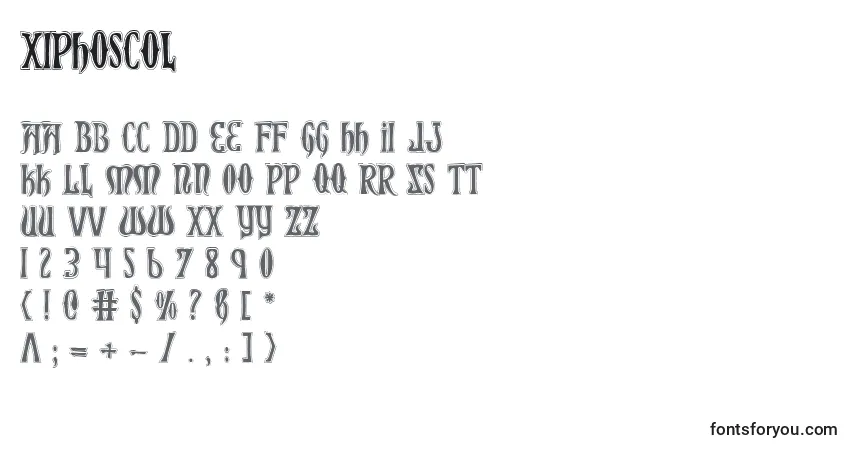 Schriftart Xiphoscol – Alphabet, Zahlen, spezielle Symbole