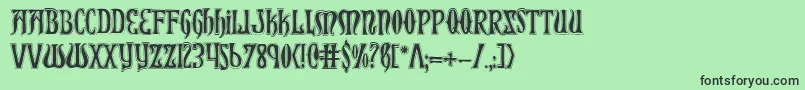 フォントXiphoscol – 緑の背景に黒い文字