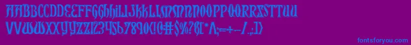 Xiphoscol-Schriftart – Blaue Schriften auf violettem Hintergrund